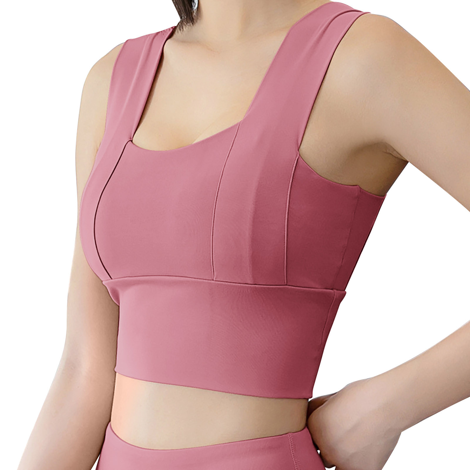 thumbnail image 1 of Sujetador deportivo sin costuras para mujer - Sin aros, relleno extraíble - A prueba de golpes, diseño con espalda en U para yoga/running, 1 of 6